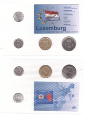 Люксембург - набір 4 монети 50 Centimos 1 5 10 Francs 1970 - 1990 -у блістері - aUNC / XF