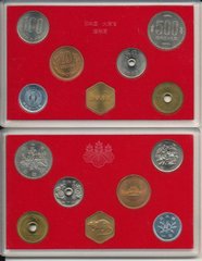Япония - Mint набор 6 монет 1 5 10 50 100 500 Yen 1984 + жетон - в пластике - UNC