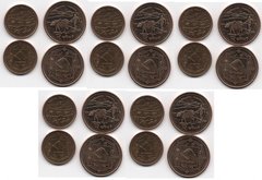 Непал - 5 шт x набор 2 монеты 1 + 2 Rupees 2009 - UNC