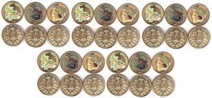 Fantasy - Isla de Childe - 5 шт х набір 3 монети x 2 Pounds 2025 - Ящірки / Lizards - UNC