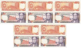 Венесуела - 5 шт. X 50 Bolivares 1998 - P. 65f - 5.02.1998 - aUNC / UNC