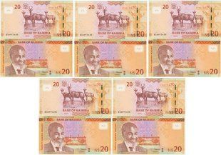 Намібія - 5 шт. X 20 Dollars 2022 - Pick 17с - UNC