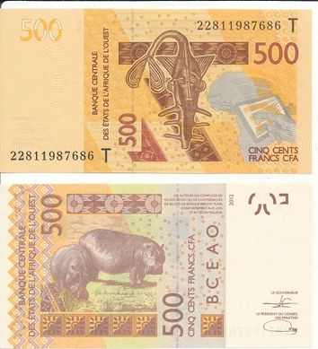 Западная Африка - 500 Francs 2022 - letter T - UNC