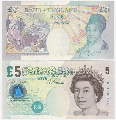 Великобританія / Англія - ​​5 Pounds 2002 - P. 391d - signature: C. Salmon Queen Elizabeth ll - XF