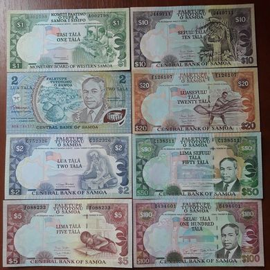 Самоа - набор 8 банкнот 1 2 2 5 10 20 50 100 Tala 1980 - 2006 - UNC