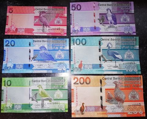 Gambia - set 6 banknotes 5 10 20 50 100 200 Dalasis 2019 - 2020 - UNC