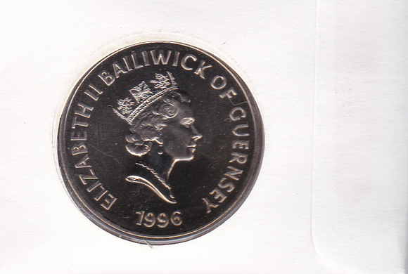 Гернси - 5 Pounds 1996 - 70 лет со дня рождения Королевы Елизаветы II - comm. - в конверте - UNC