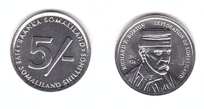 Somaliland - 5 Shillings 2002 - Richard F. Burton - UNC