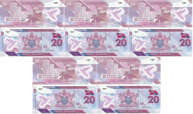 Тринидад и Тобаго - 5 шт х 20 Dollars 2020 - UNC