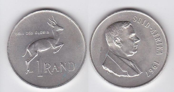 South Africa - 1 Rand 1967 - The first anniversary of the death of Hendrik Verwoerd - silver - XF
