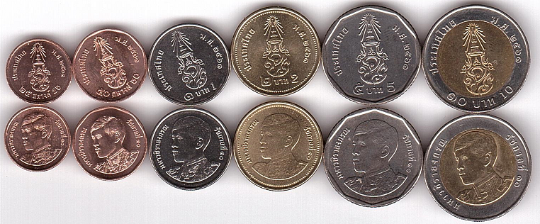 Thailand - set 6 coins 1 2 5 10 25 50 Baht 2018 - UNC