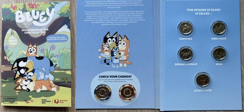 Australia - set 7 coins 2 Dollars 2026 - Bluey + Offical Folder - UNC ...
