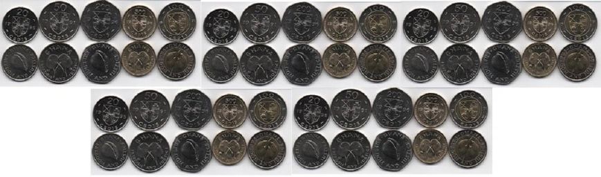 Ghana - 5 pcs х set 5 coins 20 50 100 200 500 Cedis 1991 - 1996 - UNC