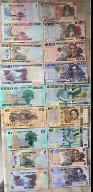 Сьерра-Леоне - набор 9 банкноты 1000 2000 5000 10000 1 2 5 10 20 Leones 2020 - 2022 - aUNC