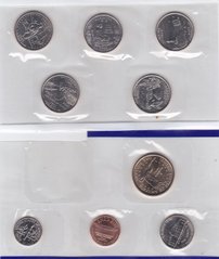 USA - set 9 coins 1 Dime 1 5 Cents + 1/4 1 Dollar 2003 - P - in an envelope - UNC