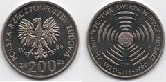 Poland - 200 Zlotych 1988 - 1990 FIFA World Cup - Italy 1990 - Nickel - UNC