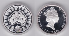 Australia - 5 Dollars 2000 - Outlines of countries in circles - silver - in capsule - UNC