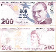 Турция - 200 Lirasi 2022 ( 2009 ) - Pick 227e - prefix E - UNC