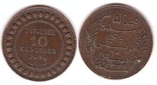 Туніс - 10 Centimes 1914 - VF