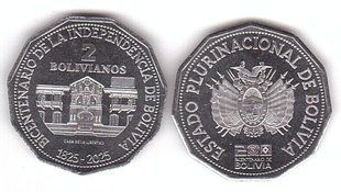 Bolivia - 2 Bolivanos 2025 - 200 years of Independence - UNC
