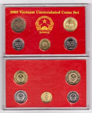 Vietnam - Mint Set 5 coins 200 500 1000 2000 5000 Dong 2003 - #1 - in the booklet - UNC