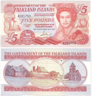 Фолклендські острови - 5 Pounds 1983 - UNC