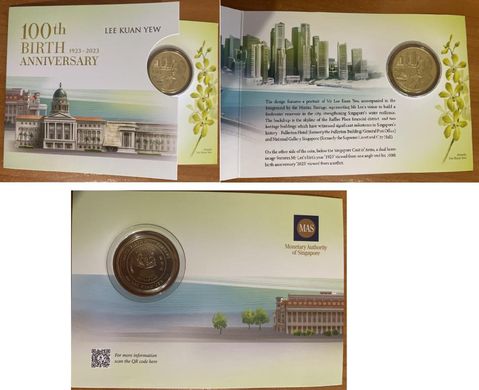 Singapore - 10 Dollars 2023 - 100th birth anniversary of Prime Minister Lee Kuan Yew - in folder - UNC