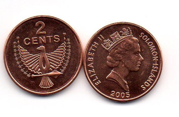 Solomon Islands - 2 Cents 2005 - aUNC- with dot