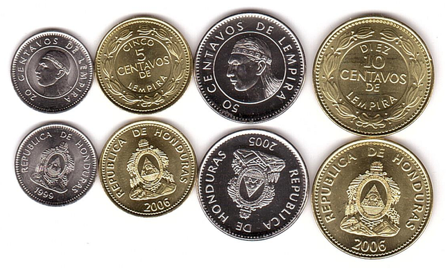Гондурас - набір 4 монети 5 10 20 50 Cents 1999 - 2006 - UNC