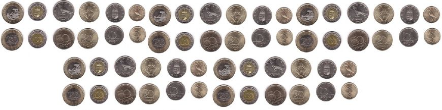 Hungary - 5 pcs x set 6 coins 5 10 20 50 100 200 Forint 2018 - 2019 - UNC