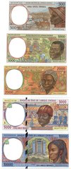 Центральная Африка / Габон - набор 5 банкнот 500 1000 2000 5000 10000 Francs 2000 - Letter L - UNC