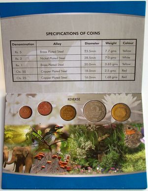 Шрі Ланка - Річний набір 5 монет 25 50 cents 1 2 5 Rupees 2006 у буклеті - UNC