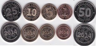 Зімбабве - набір 5 монет 1 + 5 + 10 + 25 + 50 Cents Bond Coin 2014 - UNC