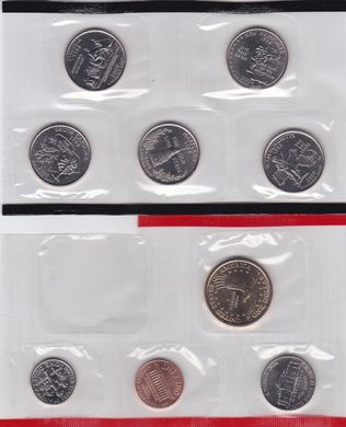 США - набір 9 монет 1 Dime 1 5 Cents + ​​1/4 1 Dollar 2000 - D - в конверті - UNC