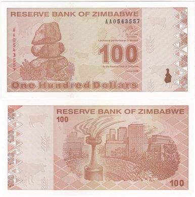 Zimbabwe - 100 Dollars 2009 - Pick 97 - UNC