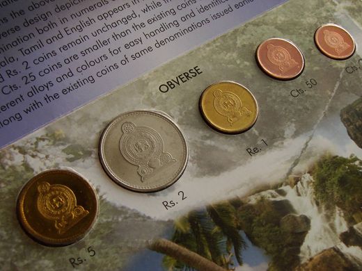 Шри Ланка - Годовой набор 5 монет 25 50 cents 1 2 5 Rupees 2006 в буклете - UNC