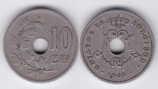 Belgium - 10 Centimes 1902 - Inscription in French &ndash; 'BELGIQUE' - VF