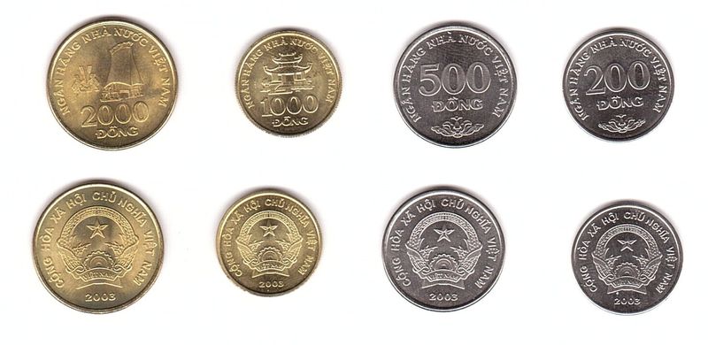 Вьетнам - набор 4 монеты 200 500 1000 2000 Dong 2003 - aUNC / UNC
