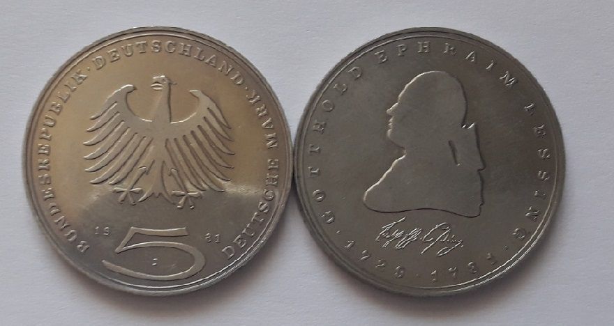 Lessing Five Germany - 5 Mark 1981 - 200th anniversary - the death of Gothold ...