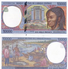 Central African St. / Gabon - 10000 Francs 2000 Pick 405Lf Letter L - UNC