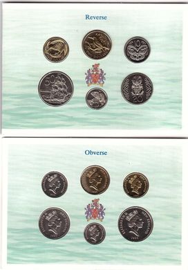 Новая Зеландия - набор 6 монет 5 10 20 50 Cents 1 2 Dollars 1993 - в буклете - UNC
