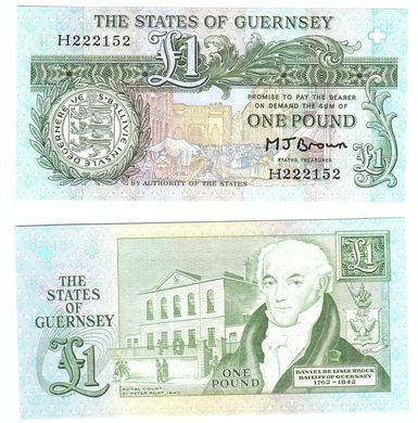 Guernsey - 1 Pound 1991 - Pick 52a - M. J. Brown - UNC