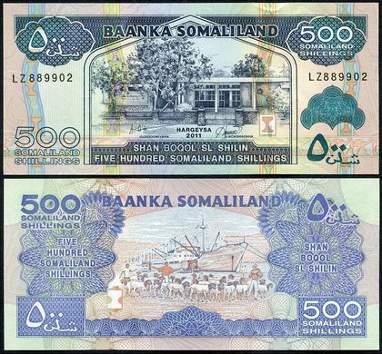 Сомаліленд - 5 шт X 500 Shillings 2011 - P. 6h - UNC