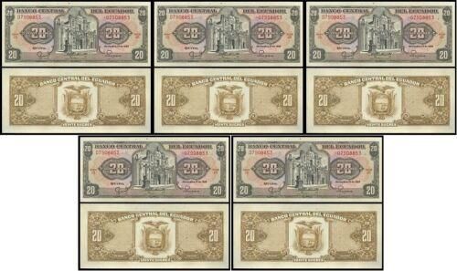 Эквадор - 5 шт x 20 Sucres 1988 - P. 121Аа - UNC