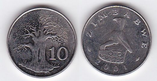 Зимбабве - 10 Cents 2001 - XF
