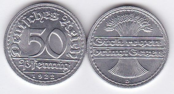 Германия - 50 Pfennig 1922 - D - UNC