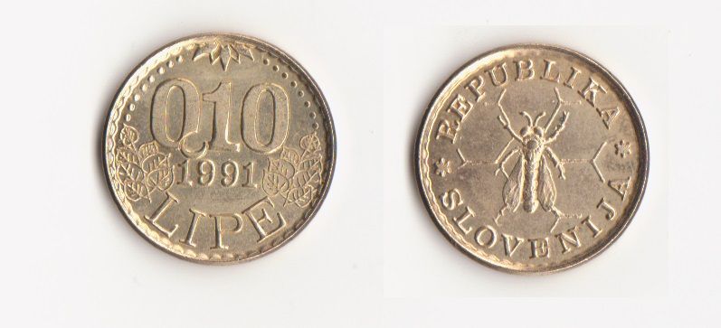 Словенія - 0,10 Lipe 1991 - aUNC