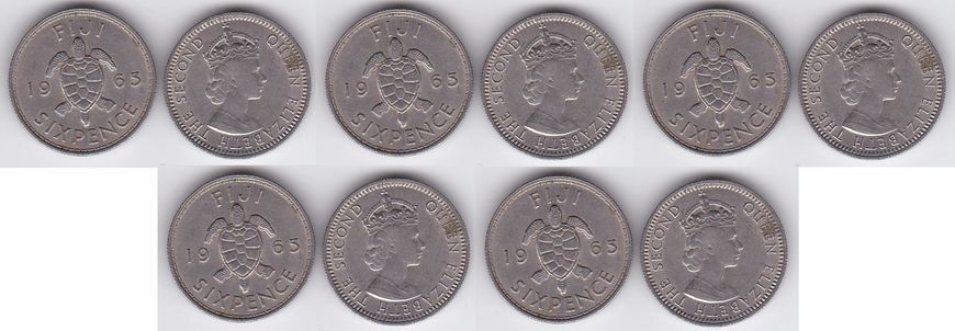 Фіджі - 5 шт х 6 Pence 1965 - XF / VF