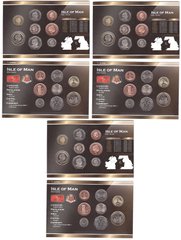 Isle of Man - 3 pcs x set 8 coins 1 2 5 10 20 50 Pence 1 2 Pounds 2007 - 2017 - in folder - UNC