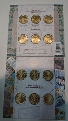 Чехія - набір 6 монет 20 Korun 2018 - 2019 comm. in folder - UNC